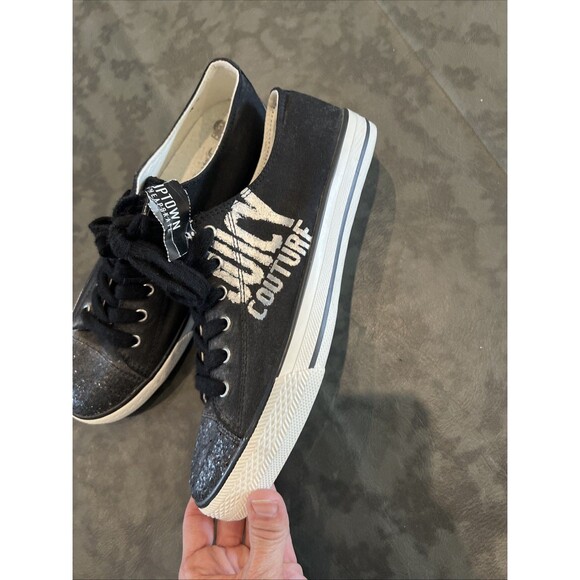 Juicy Couture Logo Sneakers Y2K Bling Black Sz 9.5 - Picture 11 of 13